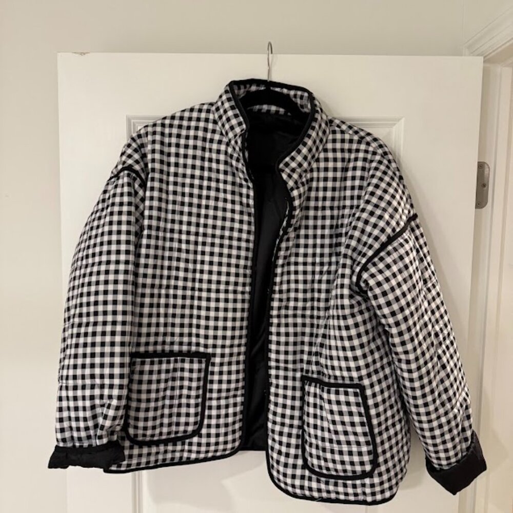 Lightweight Black & White Gingham Quilted Jacket